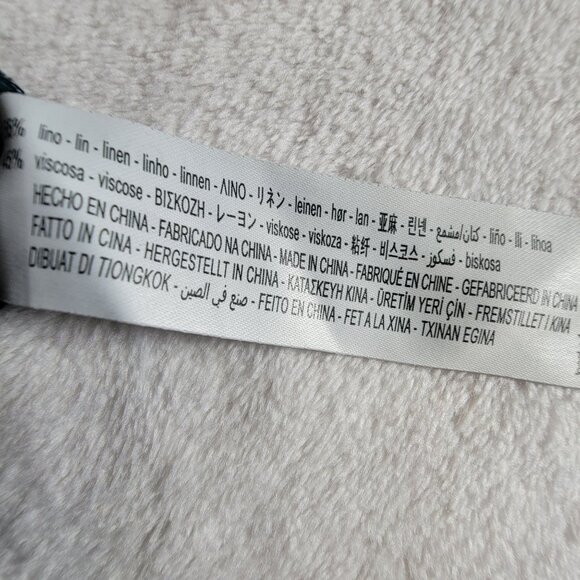 Oysho Womens High Rise Elastic Waist Linen Straight Leg Crop Pants Medium Teal - Picture 10 of 10